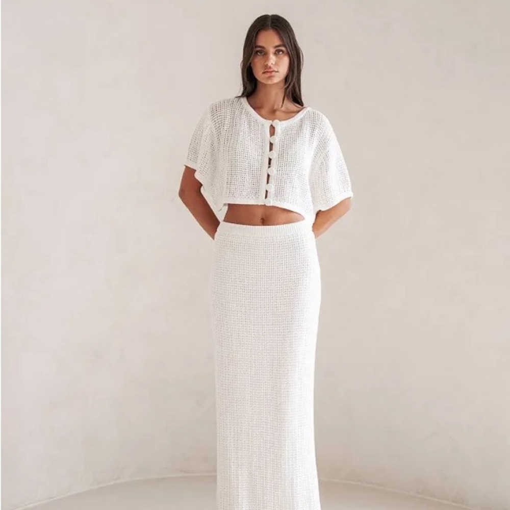 Sabo Skirt White Knit Pencil Skirt
